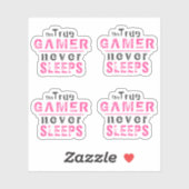 True Gamer schläft nie Pink Girl Gamer Aufkleber (Blatt)