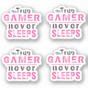 True Gamer schläft nie Pink Girl Gamer Aufkleber