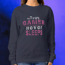 True Gamer schläft nie pinkfarbene Typografie-Game