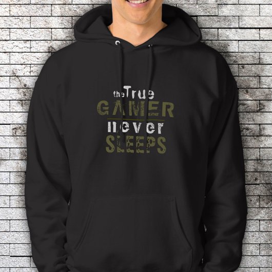 True Gamer schläft niemals Typografy Gamer Hoodie