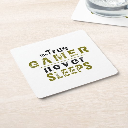True Gamer schläft niemals Typografy Gamer Rechteckiger Pappuntersetzer (angewinkelt)