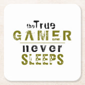 True Gamer schläft niemals Typografy Gamer Rechteckiger Pappuntersetzer (Vorderseite)