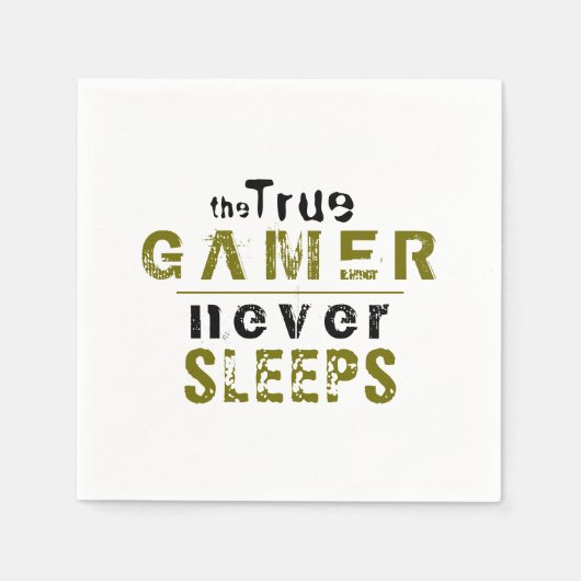 True Gamer schläft niemals Typografy Gamer Serviette (Vorderseite)