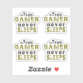 True Gamer schläft niemals Typografy Gamer Sticker (Blatt)