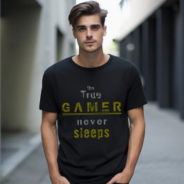 True Gamer schläft niemals Typografy Gamer T-Shirt