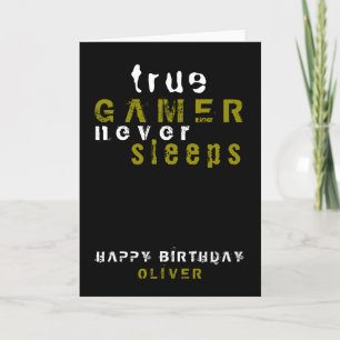 True Gamer Typografie Black Gamer Birthday Karte