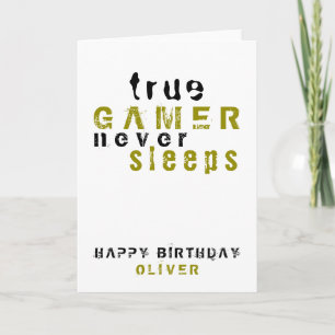 True Gamer Typography Boy Gamer Birthday Karte