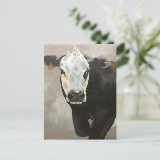 True Grid Cow Post Card Postkarte (Stehend Vorderseite)