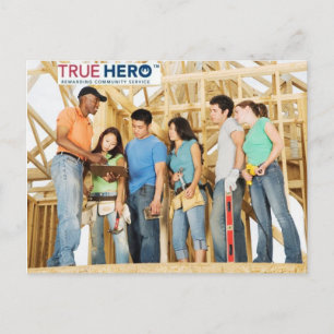 True Hero Postcard mit Service-Projekt-Team-Foto Postkarte