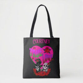 True Love Black & Pink Skull Couple Custom Tasche