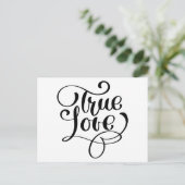True Love Black & White Typografy Wedding Bridal Postkarte (Stehend Vorderseite)