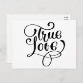 True Love Black & White Typografy Wedding Bridal Postkarte (Vorne/Hinten)