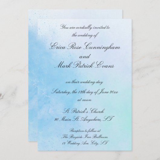 "True Love Blue" Einladung zur Hochzeit (Vorne/Hinten)