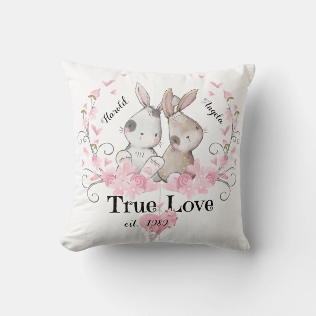True Love Bunnies Kissen (Vorderseite)