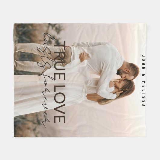 True Love Couple Family Foto Personalisierter Name Fleecedecke (Vorderseite (Horizontal))