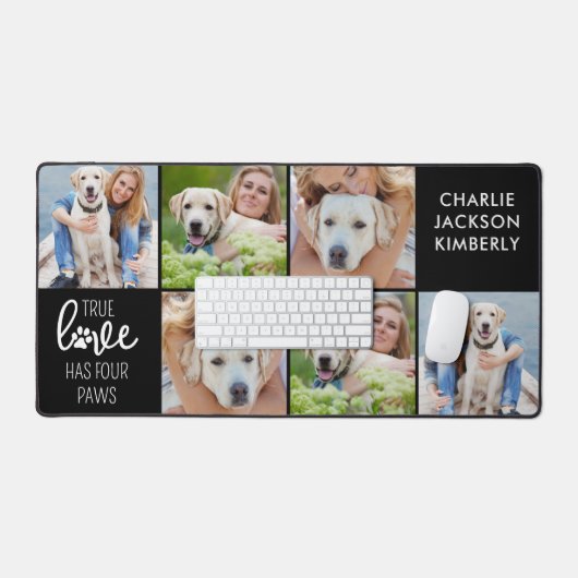 True Love Custom Pet Dog Lover 4 FotoCollage Schreibtischunterlage (Tastatur & Maus)