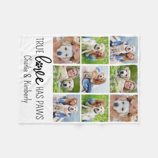 True Love Custom Pet Hund Lover Niedliche Fotolage Fleecedecke (Vorderseite (Horizontal))