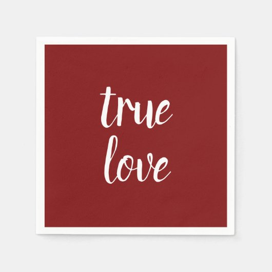 "True Love" Deep Red Paper Napkins Serviette (Vorderseite)
