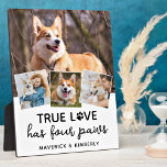 True Love Dog Lover Personalisiert 4 Fotolage Fotoplatte<br><div class="desc">Wahre Liebe hat vier Paws! Feiern Sie Ihre beste Freundin mit einer individuellen, einzigartigen Hunde Foto Collage Plakette und bewahren Sie Sake. Überraschen Sie Ihren Lieblingshundliebhaber, ob Geburtstag, Muttertag, Valentinstag oder Weihnachten mit diesem niedlichen Liebe Foto Hund Bilderrahmen. Diese wahre Liebe mit Pfotendruck-Hundeschild-Foto-Plakette ist das ideale Geschenk für sich selbst,...</div>