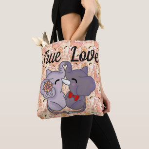 True Love Forever Schöne Elefanten Kiss Tasche