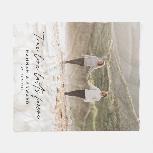 True Love Foto Modernes, personalisiertes Geschenk Fleecedecke (Vorderseite (Horizontal))