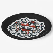 True Love Heart Tattoo Aufkleber Hochzeit Verlobun Pappteller (Schrägansicht)