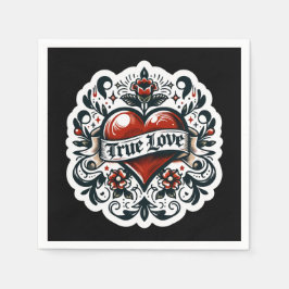 True Love Heart Tattoo Aufkleber Hochzeit Verlobun Serviette