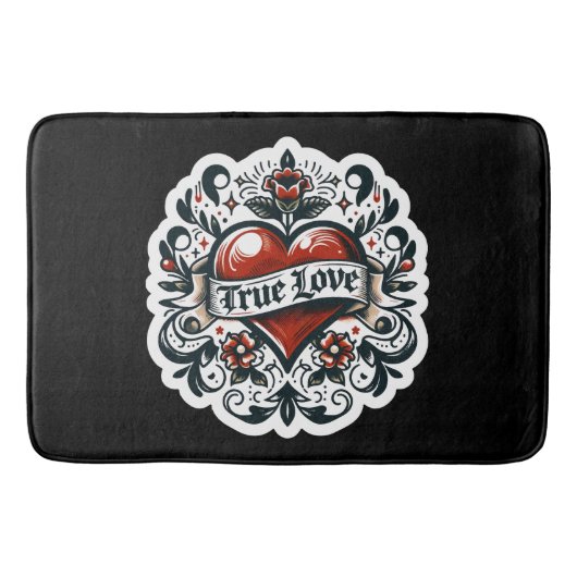 True Love Heart Tattoo Sticker Style Artistic Badematte (Vorderseite)
