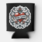 True Love Heart Tattoo Sticker Style Artistic Dosenkühler (Vorderseite)