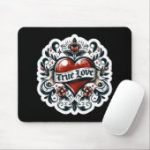 True Love Heart Tattoo Sticker Style Artistic Mousepad (Mit Mouse)