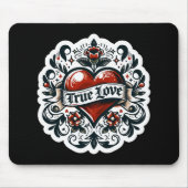 True Love Heart Tattoo Sticker Style Artistic Mousepad (Vorne)