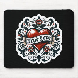 True Love Heart Tattoo Sticker Style Artistic Mousepad