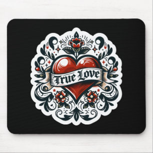 True Love Heart Tattoo Sticker Style Artistic Mousepad