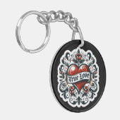 True Love Heart Tattoo Sticker Style Artistic Schlüsselanhänger (Vorderseite links)