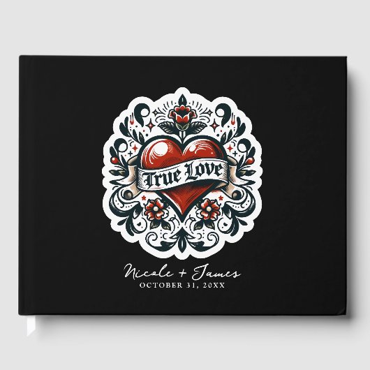 True Love Heart Tattoo Sticker Wedding Gästebuch (Vorderseite)