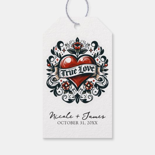 True Love Heart Tattoo Sticker Wedding Geschenkanhänger (Rückseite)