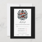 True Love Heart Tattoo Sticker Wedding RSVP Einladung (Vorderseite)