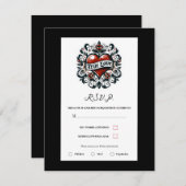 True Love Heart Tattoo Sticker Wedding RSVP Einladung (Vorne/Hinten)