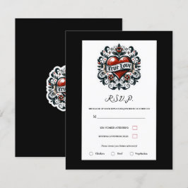 True Love Heart Tattoo Sticker Wedding RSVP Einladung