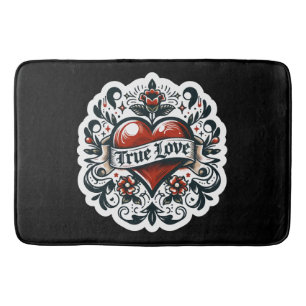 True-Love-Herz-Tattoo-Aufkleber-Stil Künstlerisch  Badematte