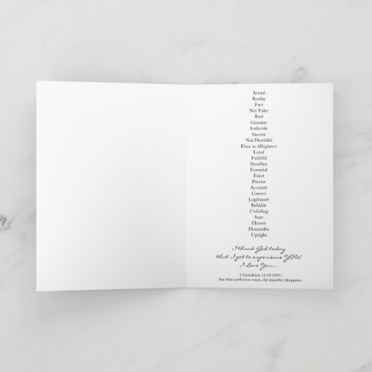 True Love. Karte (Innenseite)