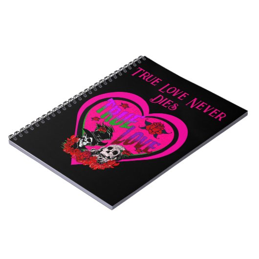 True Love Pink Skull Couple Custom Notizblock (Linke Seite)