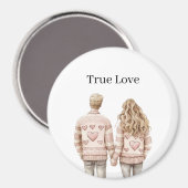 True Love Pink Sweethearts Magnet (Vorderseite/Rückseite)