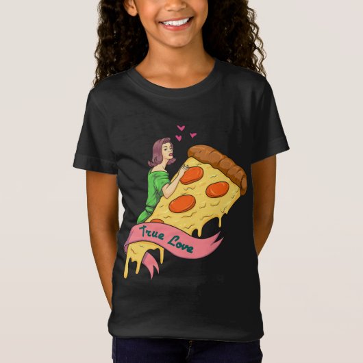 True Love Pizza Slice Retro Romance Novel Design: T-Shirt (Vorderseite)