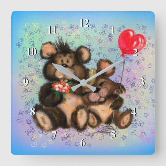 True Love Quadratische Wanduhr (Vorderseite)