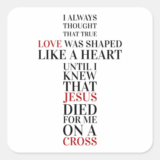 True love quadratischer aufkleber (Vorderseite)