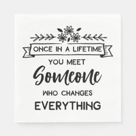 True Love Quote Wedding Brautparty Schwarz-weiß Serviette