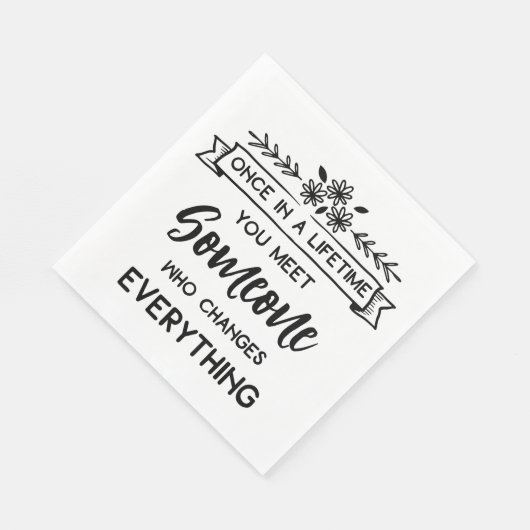 True Love Quote Wedding Brautparty Schwarz-weiß Serviette (Ecke)