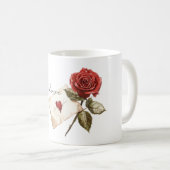 True Love Red Rose Letter Heart Kaffeetasse (VorderseiteRechts)