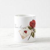 True Love Red Rose Letter Heart Kaffeetasse (Mittel)